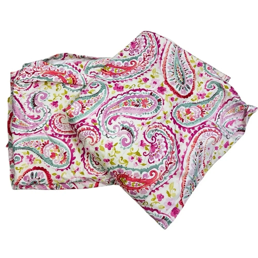 Pair Custom Pinch Pleat Lined Curtains Bright Pink Paisley Modern 80” Long